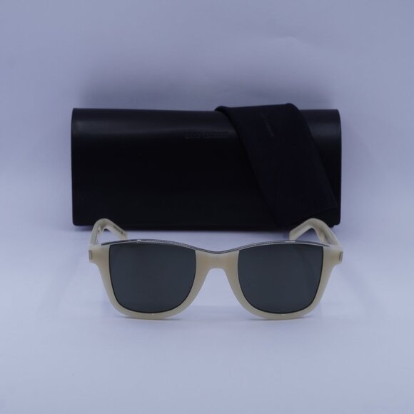 Saint Laurent SL 51 CUT 004 Square Sunglasses - Beige/Silver/Grey - Picture 3 of 10